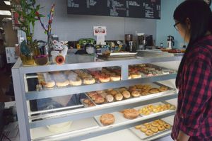 The vegan donut case. Stock looks short here because everyone ate them... at Donut Panic in San Diego