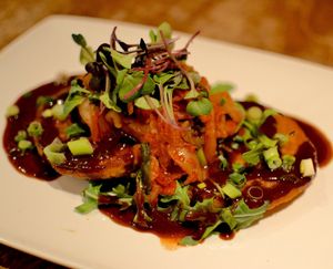 Kimchi Pancakes with Maple Miso Glaze! at Live Organic Food in Toronto