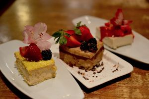 Lemon Zinger, Tira Misu and Strawberry Cheezecake.  at Live Organic Food in Toronto