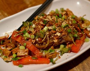 Sweet Potato Noodle Pad Thai at Live Organic Food in Toronto
