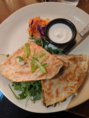 Black bean quesadillas at Live Organic Food in Toronto