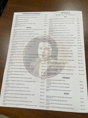 Wine menu  at Elaine's  in Alexandria