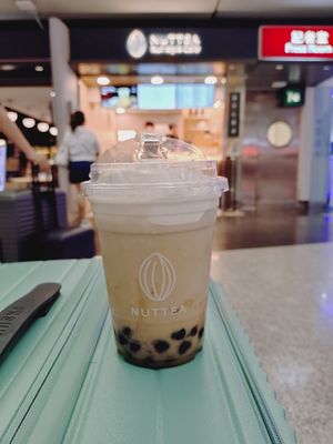 Brown Sugar Pearl Nut Mylk Tea with Nut Cream 黑糖珍珠堅果奶蓋奶茶 at HKG - NUTTEA - T1 - 堅果奶茶 in Outlying Islands