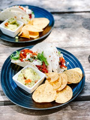 The entrance, jackfruit taco’s!! Order them! at Villa Vegana in Mallorca