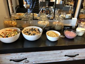 Fresh fruits and cereals, just first corner of the lovely buffet.  at Villa Vegana in Mallorca