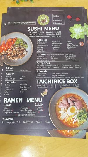Menu   at Taichi Bubble Tea in Jackson