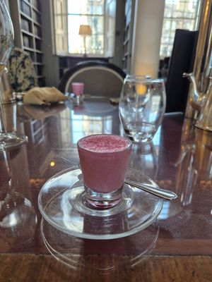 Palate cleanser sorbet at The Colonnades at the Signet Library in Edinburgh
