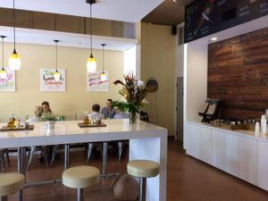 Interior seating area at The Chickpea in West Palm Beach