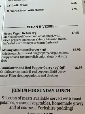 Menu  at The Greyhound Inn in Maryland