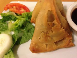 Vegan samosa- 2 per order at Bethesda Curry Kitchen in Bethesda