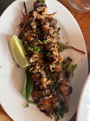 Mushroom skewers   at aíso in San Francisco