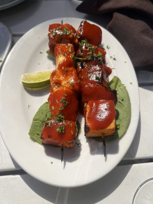 Tofu and pineapple skewers  at aíso in San Francisco