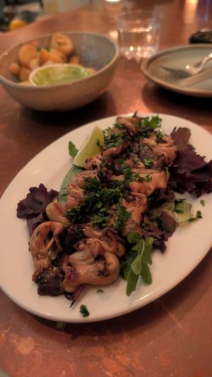 Oyster mushroom skewers  at aíso in San Francisco