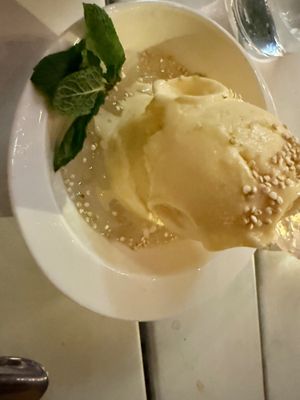 passionfruit sorbet with lychee jelly at aíso in San Francisco