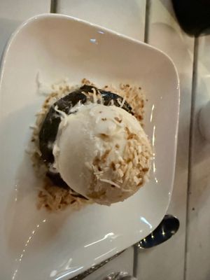 chocolate fudge cake with vanilla gelato at aíso in San Francisco