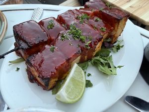 pineapple bbq skewer  at aíso in San Francisco