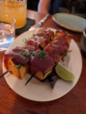 Tofu and Pine Apple Skewers at aíso in San Francisco