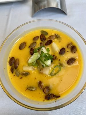 Red curry pumpkin soup  at Equinox Restaurant in Washington