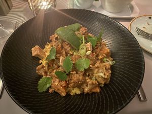 Sweet Potato Cauliflower Curry over Saffron Basmati Rice  at Equinox Restaurant in Washington