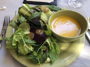 Brunch plate: gazpacho and salads at Equinox Restaurant in Washington