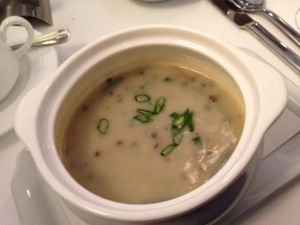 First course- vegan sun choke chowder with lentils at Equinox Restaurant in Washington