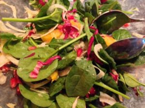 Baby Spinach Salad with fennel & pomegranite at Equinox Restaurant in Washington