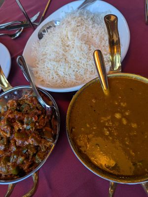 Vegan Bhindi Masala & Chana Masala at Spice Hub & Fox Point Pizzeria in Lakewood