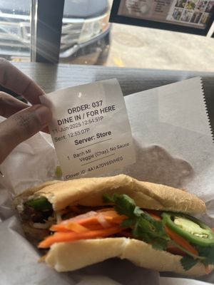 Veggie Banh Mi (no aioli sauce)  at Chill Zone Cafe in Arlington