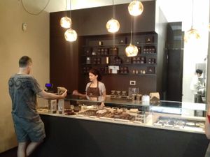 inside shop at Grezzo Raw Chocolate in Rome