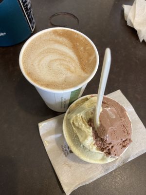 Salted caramel and chocolate gelato  at Grezzo Raw Chocolate in Rome