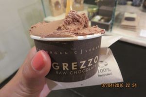 chocolate gelato at Grezzo Raw Chocolate in Rome