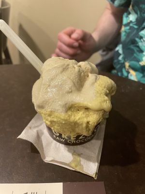 Turmeric-lemon/hazelnut gelato   at Grezzo Raw Chocolate in Rome