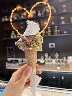 Pistachio,hazelnut and cream so goodd  at Grezzo Raw Chocolate in Rome