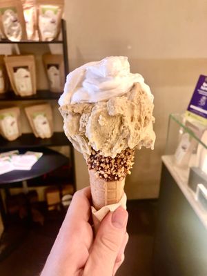 Cone with cream   at Grezzo Raw Chocolate in Rome