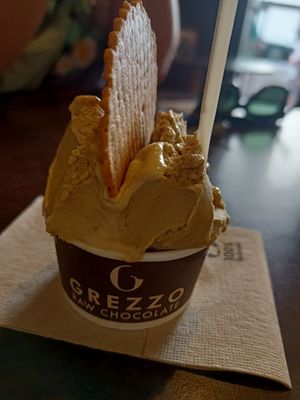 Pistachio and salted caramel at Grezzo Raw Chocolate in Rome