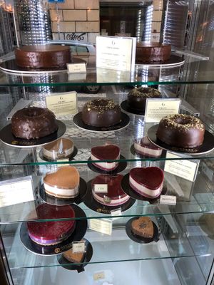 Raw Cake Display at Grezzo Raw Chocolate in Rome