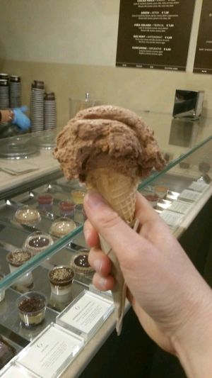 Vegan gelato including vegan cone (not raw ;) at Grezzo Raw Chocolate in Rome
