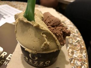 Pistacchio and gianduia at Grezzo Raw Chocolate in Rome