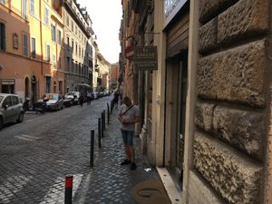 Here is the place from the outside at Grezzo Raw Chocolate in Rome