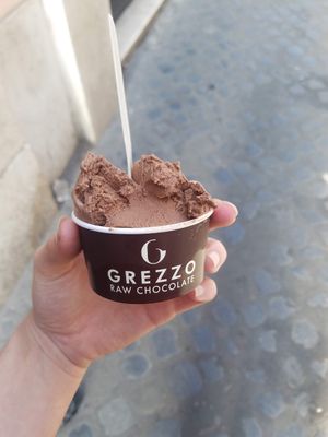 Chocolate hazelnut gelato at Grezzo Raw Chocolate in Rome