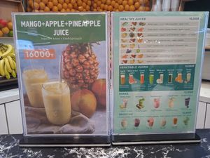 Healthy/Vegetable juices are pressed fresh and vegan except one/two. Plant-based milk option for shakes/smoothies was not available. at Fruit House Mongolia in Ulaanbaatar