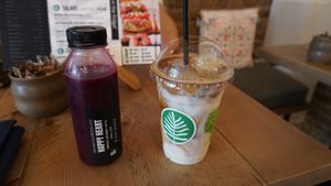 Drinks in plastic at Plant Shack in London