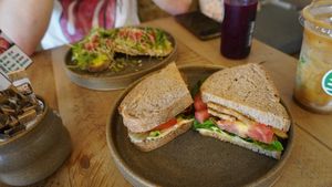 BLT Sandwich and Smashed Avocado Toast at Plant Shack in London