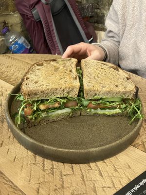 Italian cheese and pesto sandwich   at Plant Shack in London