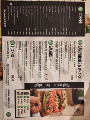 Menu at Plant Shack in London