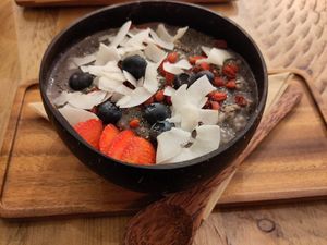 Warm acai porridge at Plant Shack in London