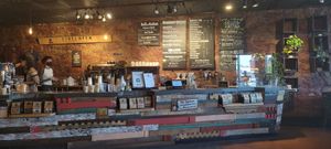 Main coffee ordering and display area at Firecreek Coffee Company in Flagstaff