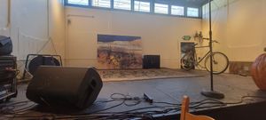 Stage for music and performance at Firecreek Coffee Company in Flagstaff