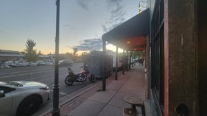 Downtown from storefront at Firecreek Coffee Company in Flagstaff