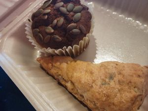 Maple pecan scone and a GF pumpkin muffin at Firecreek Coffee Company in Flagstaff